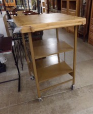 USEFUL WORK STATION.  This station is collapsible if you take the top off.  The top is bamboo wood.  It is 18