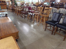 Double row of bar stools.  Featued here are dark wood hard seat bar stools.  Sold as a set of 2.  But worth the trip to see the selection.
$18.00