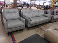 LEATHER!  High quality grey chair and 3-cushion couch.  sold as set.
$1200.00