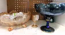 Carnival glass - featured is large marigold bowl on the left
$19.50