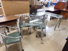 OFFICE SET.  Round glass table with 4 chairs.  