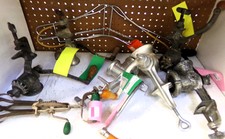 Antique kitchen gadgets!
Featured is cast iron 'Griswald' meat grinder on right
$19.90