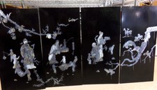 ORIENTAL BLACK WITH abalone shell inlayments.  4 panels that are about 12