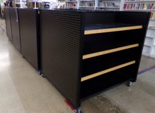 We have 4 of these display shelves. They roll, the shelves are adjustable, and shelving or hooks can be hung on the ends as well.
*Each sold separately
$168.80