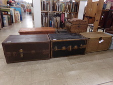 ANTIQUE STORAGE TRUNKS.  brown on left is featured.  We also have a cedar chest, the wicker one and more at time of posting.
$80.00