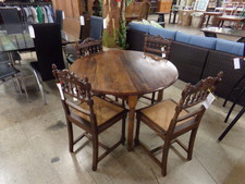 TABLE has no seams.  Perfect for card playing.  This set is a bit smaller has 4 antique cane seated chairs.
$134.60